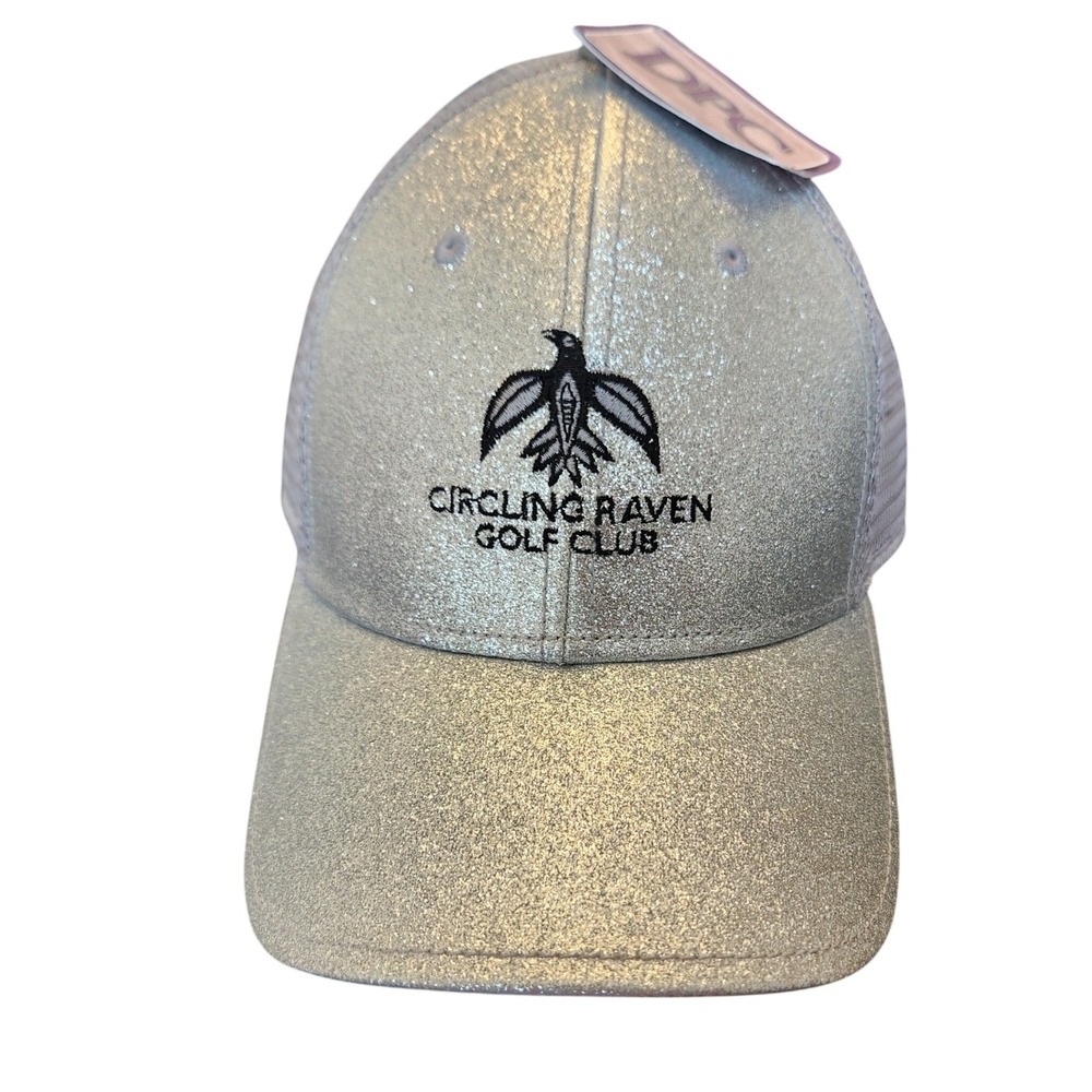 Circling Raven Golf Club Hat CDA Casino DPC Silver Glitter Trucker Cap‎